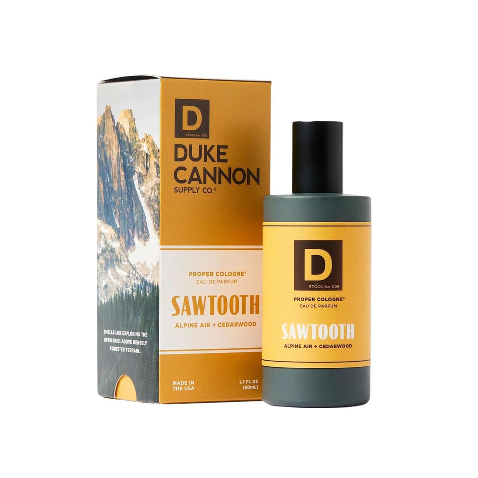 Duke Cannon sawtooth front bottle showing apothecary design and refined look