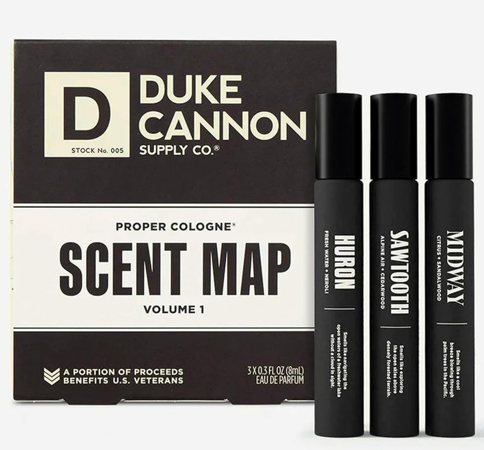 Duke Cannon front bottle view showing apothecary design and premium look