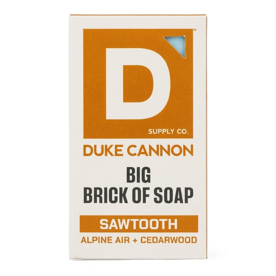 Duke Cannon Sawtooth front packaging showing bold branding and scent