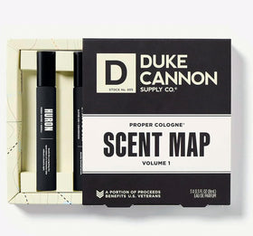 Duke Cannon close-up of glass and label highlighting premium craftsmanship
