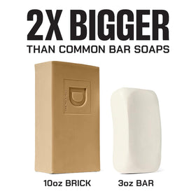 Duke Cannon Sawtooth bar on shower shelf showing water-resistant firmness