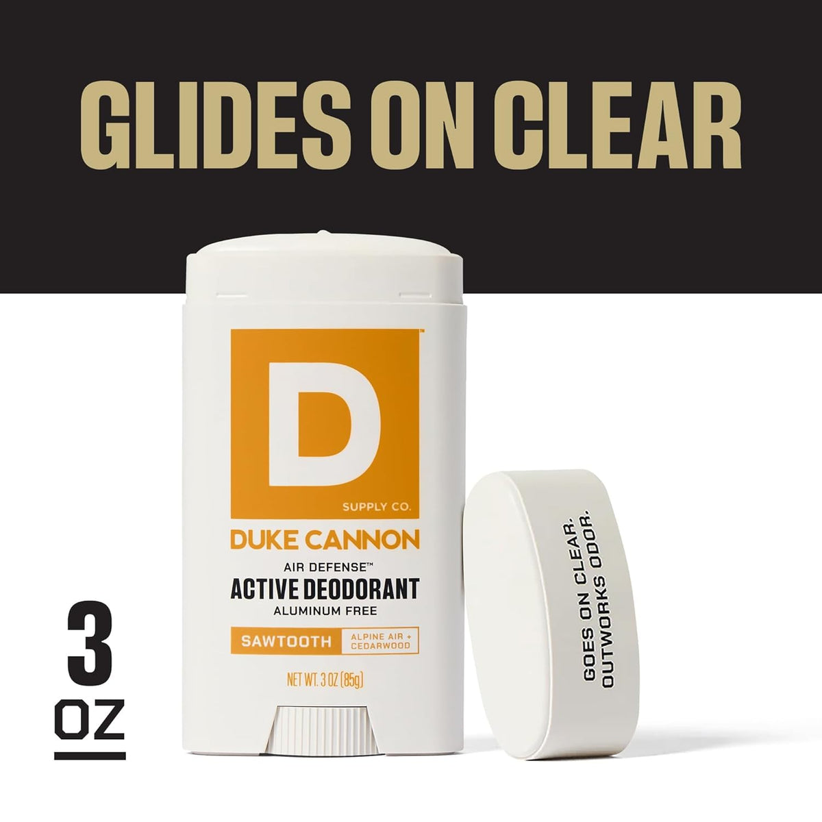 Size comparison with coin illustrating Duke Cannon travel-friendly 3 oz