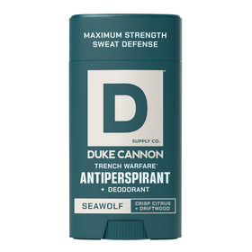Duke Cannon Seawolf front packaging showing scent and size for reliable protection