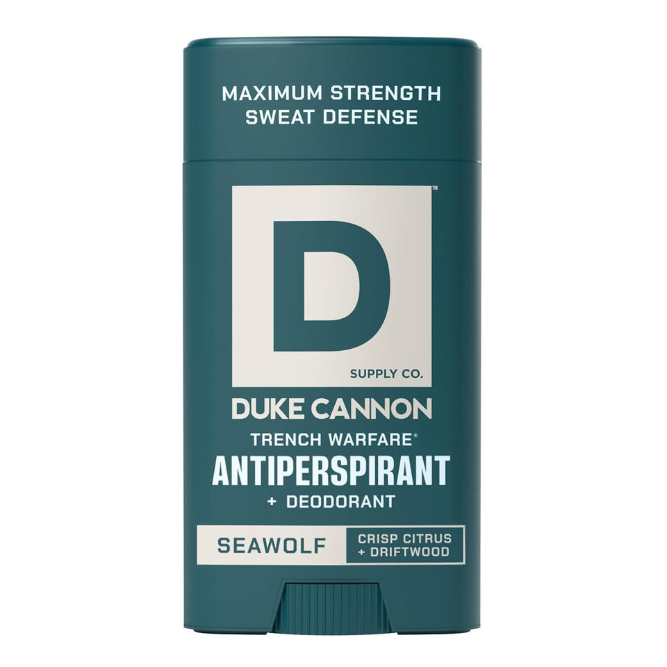 Duke Cannon Seawolf front packaging showing scent and size for reliable protection