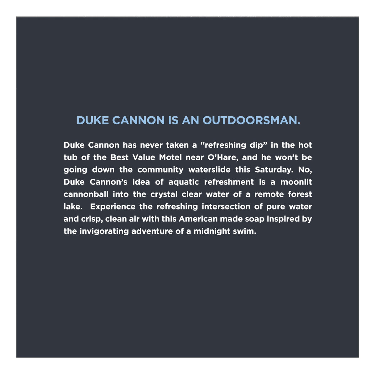 Duke Cannon bar in palm for size comparison and value per bar