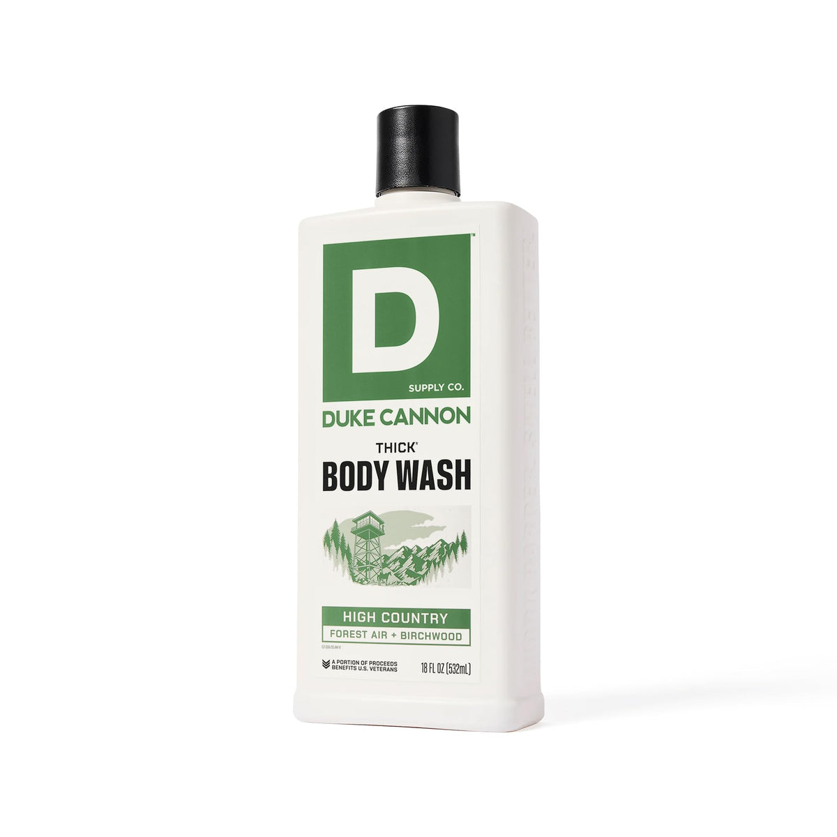 Duke Cannon size-scale 18oz comparison to a water bottle showing generous supply
