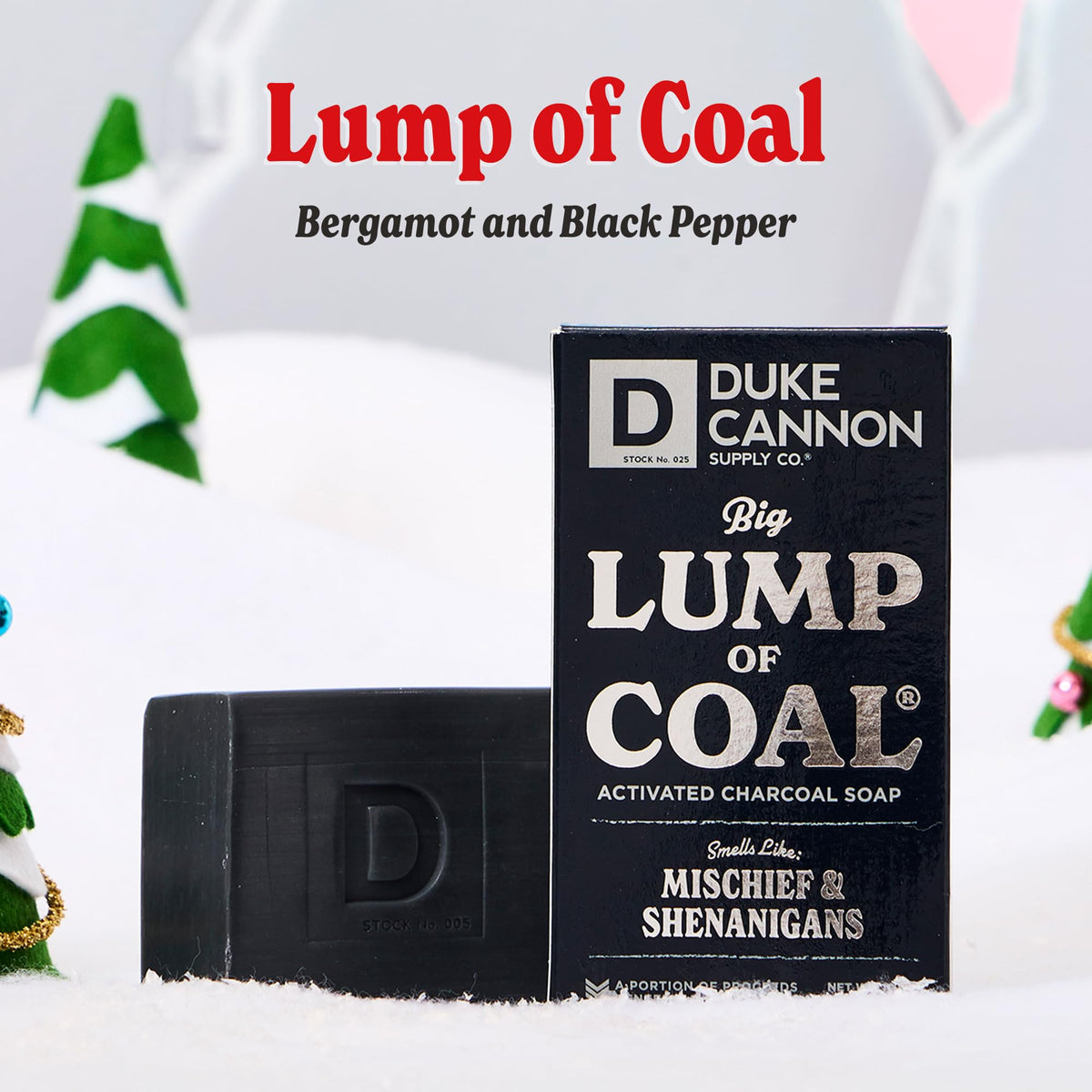 Duke Cannon soap close-up texture with charcoal showing deep-clean benefit