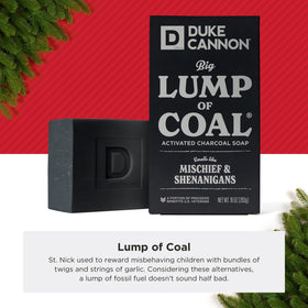 Duke Cannon soap held in hand illustrating size and durable value benefit