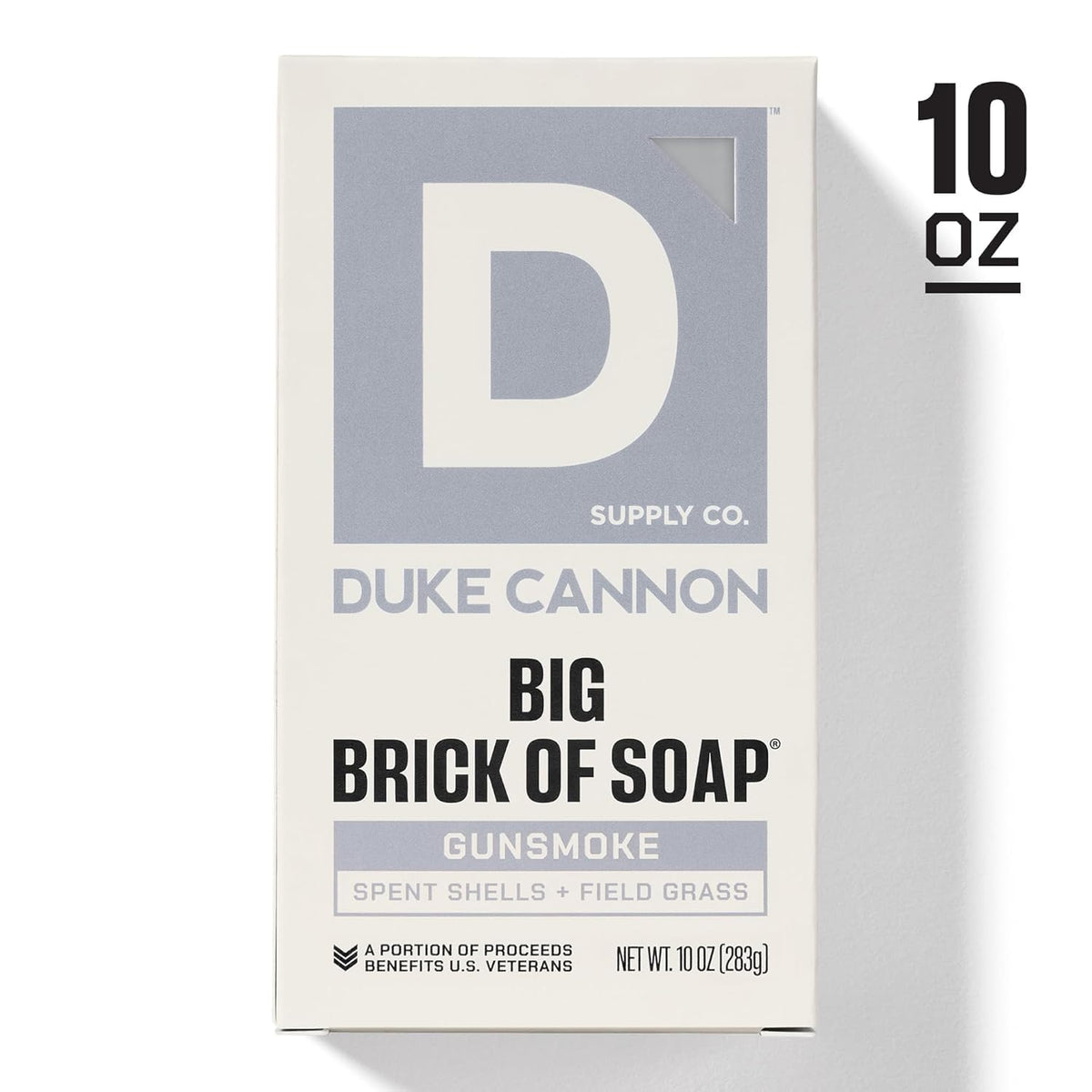 Duke Cannon stacked bars display emphasizing bulk value and long-lasting benefit