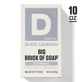 Duke Cannon stacked bars display emphasizing bulk value and long-lasting benefit