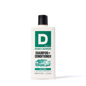 Duke Cannon front bottle view showing label and fresh mint eucalyptus scent benefit