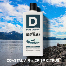 Duke Cannon back label with ingredients list and usage directions for confident buyers