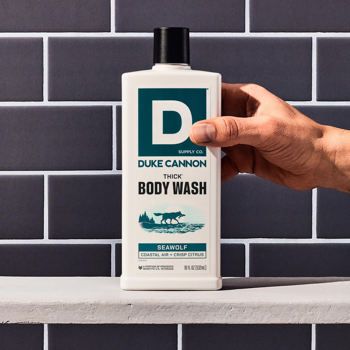 Close-up of Duke Cannon gel texture highlighting the rich, clingy lather for efficient washes