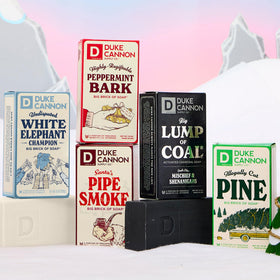 Duke Cannon three-pack boxed presentation emphasizing convenience and value