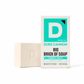 Duke Cannon front packaging showing 10 oz bar and durable design benefit