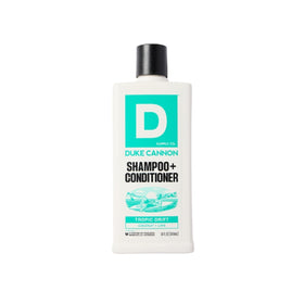 Duke Cannon packaging front view shows product and tropical scent benefit
