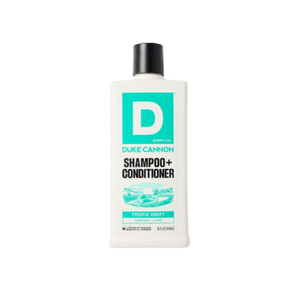 Duke Cannon packaging front view shows product and tropical scent benefit