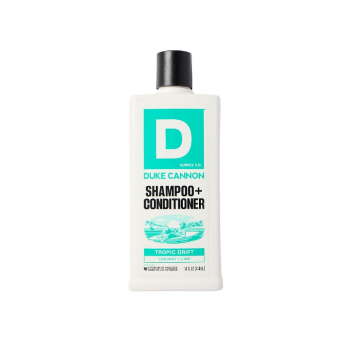 Duke Cannon packaging front view shows product and tropical scent benefit