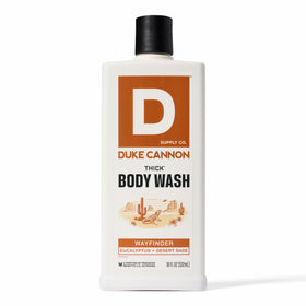 Duke Cannon front packaging showing robust 18 oz bottle and bold label benefit