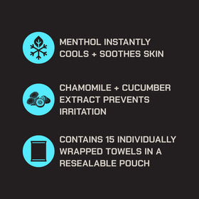 Duke Cannon wipe being used on face for instant cooling and refresh
