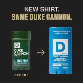 Duke Cannon back packaging icons showing clean-ingredient benefits