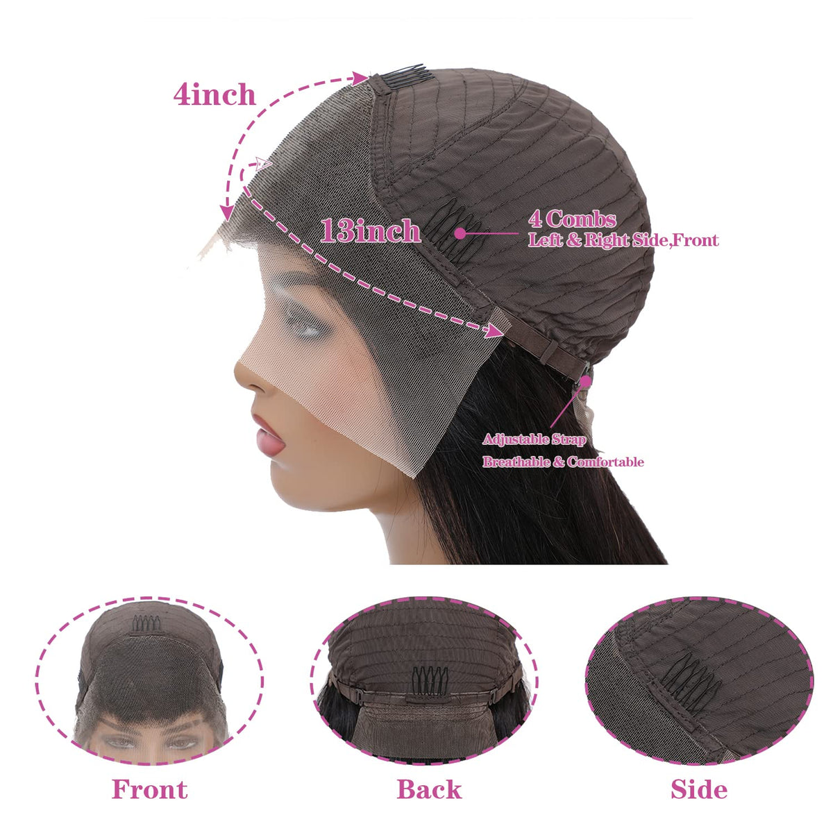 DULOVE 24-inch wig on mannequin showing length and density for scale and proportion