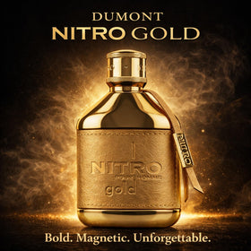 Dumont Nitro Gold on dresser lifestyle scene conveying luxury and everyday versatility