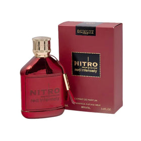 Dumont Nitro Red front bottle showing bold red design and confident presentation