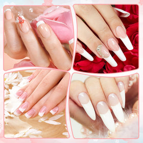 Dunzoom finished French manicure on nails demonstrating salon-like finish