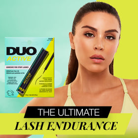 DUO adhesive being applied to strip lashes for secure wear