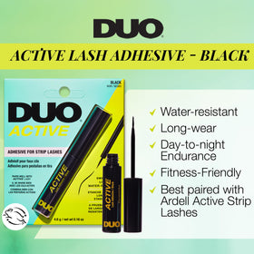 DUO tube beside lipstick for scale and portability benefit