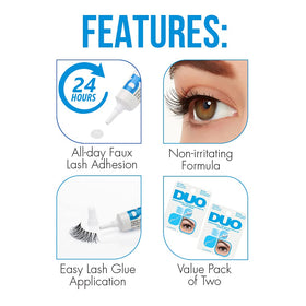 DUO clear-dry texture on strip lash illustrating invisible finish and neat look