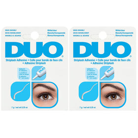 DUO front packaging showing two travel-size adhesive tubes and product benefit
