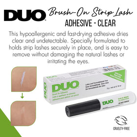 DUO clear dried adhesive line on strip lash highlighting invisible hold benefit