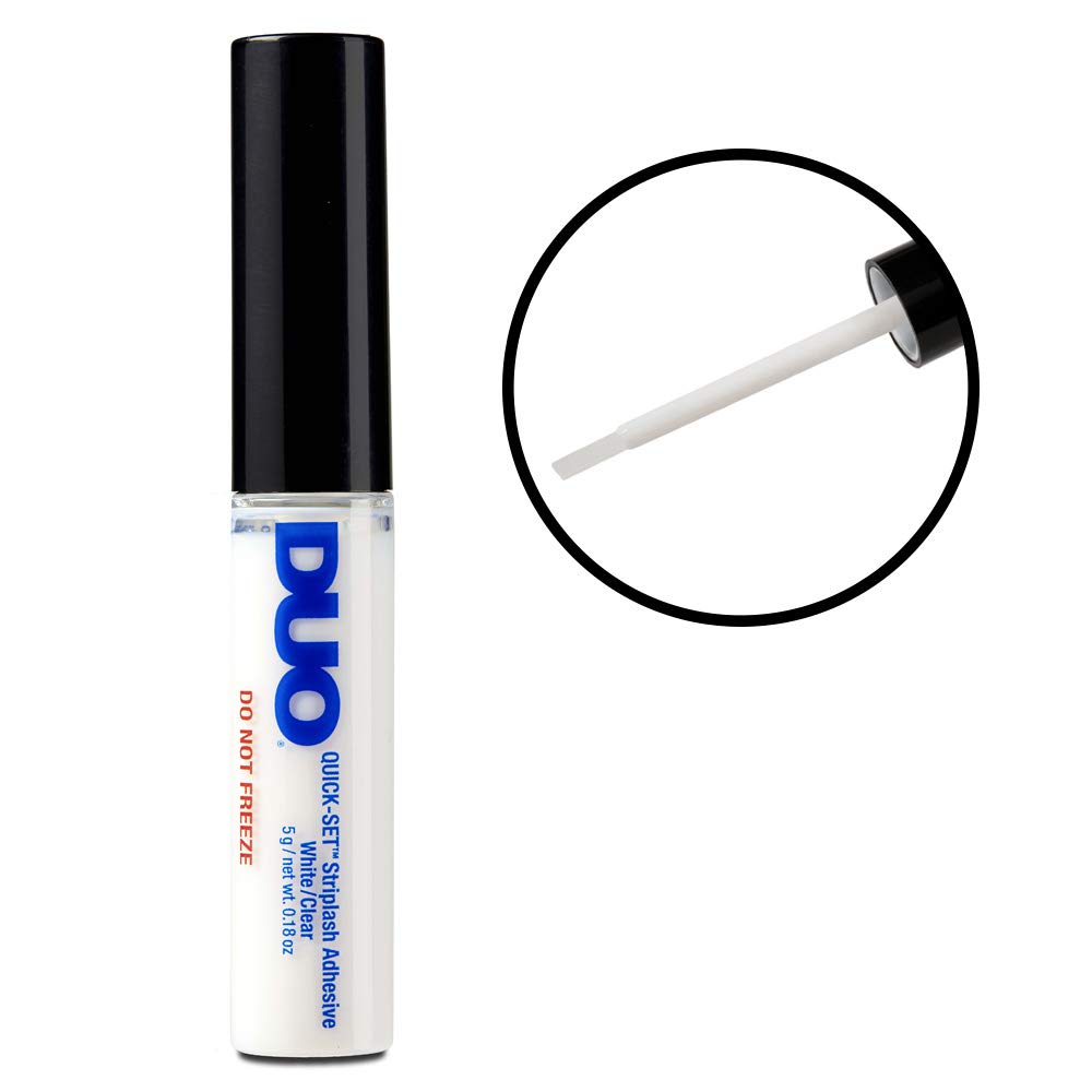 DUO on a vanity next to lashes showing reliable wear for polished looks