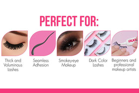 DUO in a makeup bag lifestyle shot showing travel-ready adhesive for on-the-go touchups