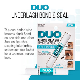 DUO black bond close-up on wand showing pigmented grip for defined lash line