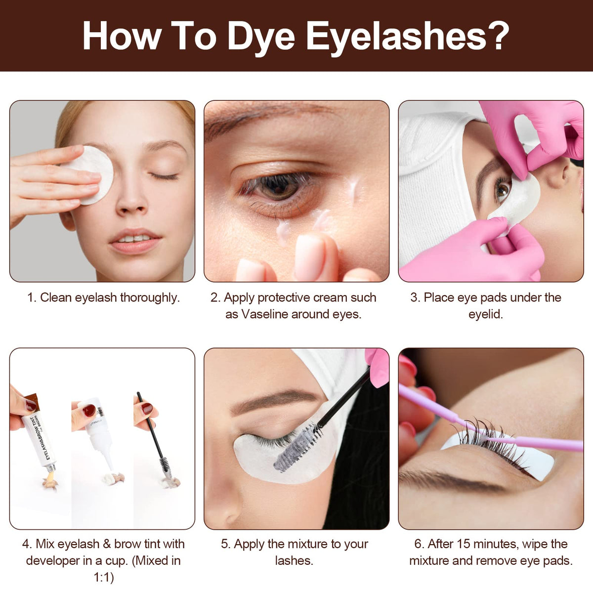 Duoffanny eyelashes being tinted in salon setting for longer-lasting contrast
