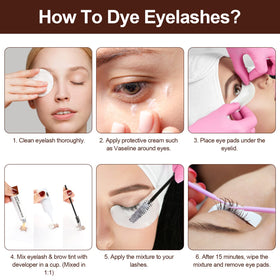 Duoffanny eyelashes being tinted in salon setting for longer-lasting contrast