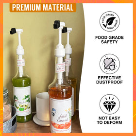 DupakSYS cap fitted on syrup pump demonstrating mess-free pouring benefit
