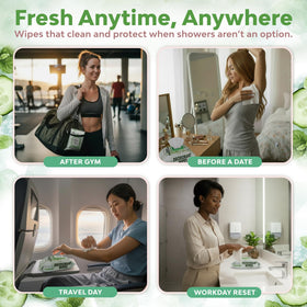 Dura Cleanse single 8x8 wipe unfolded to show full coverage for fast freshening