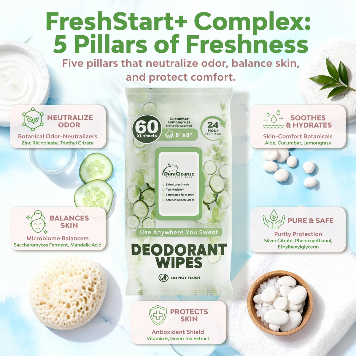 Dura Cleanse wipe in hand being used underarm for quick post-workout refresh