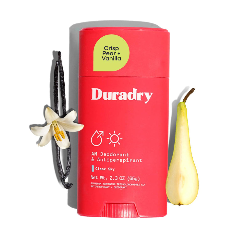 Duradry Clear Sky front packaging showing product and branding for dependable sweat control