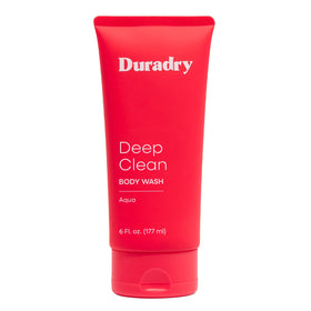 Duradry front packaging showing 6 fl oz bottle and Aqua fragrance for clean scent