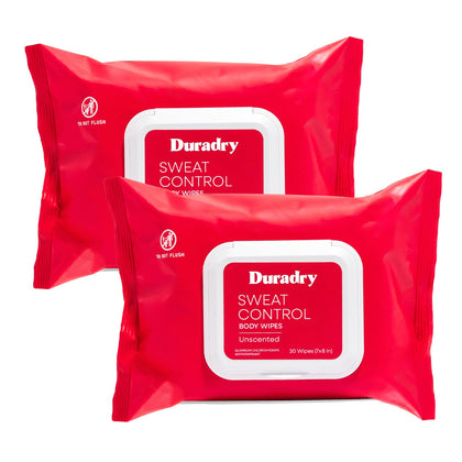 Duradry front packaging showing pack of two wipes and branding for quick use
