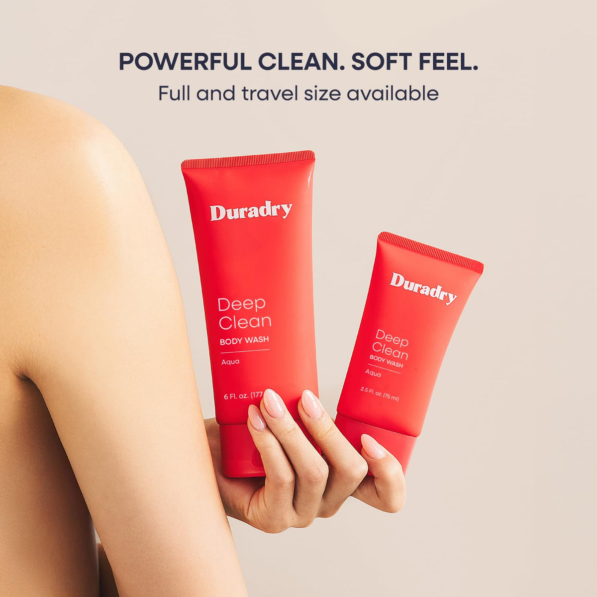 Duradry rinsed skin close-up showing hydrated, smooth skin after use