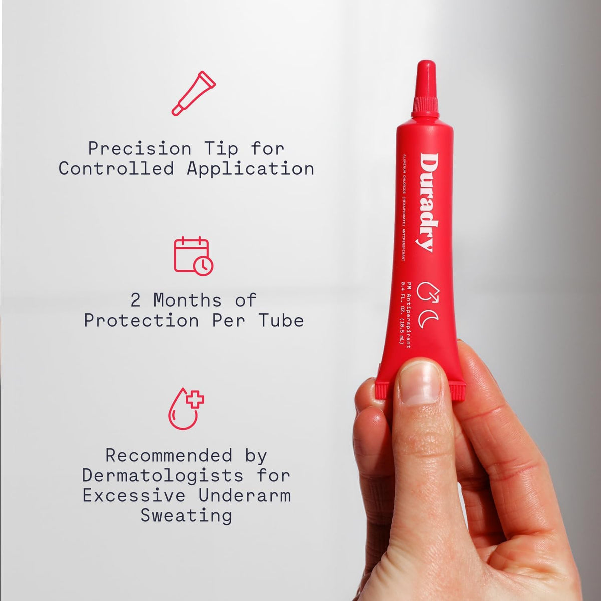 Duradry tube inside a travel bag, emphasizes portable antiperspirant convenience