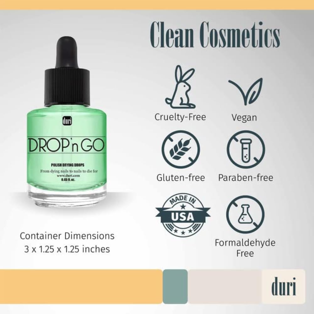 duri drops on painted nail demonstrating quick-dry action