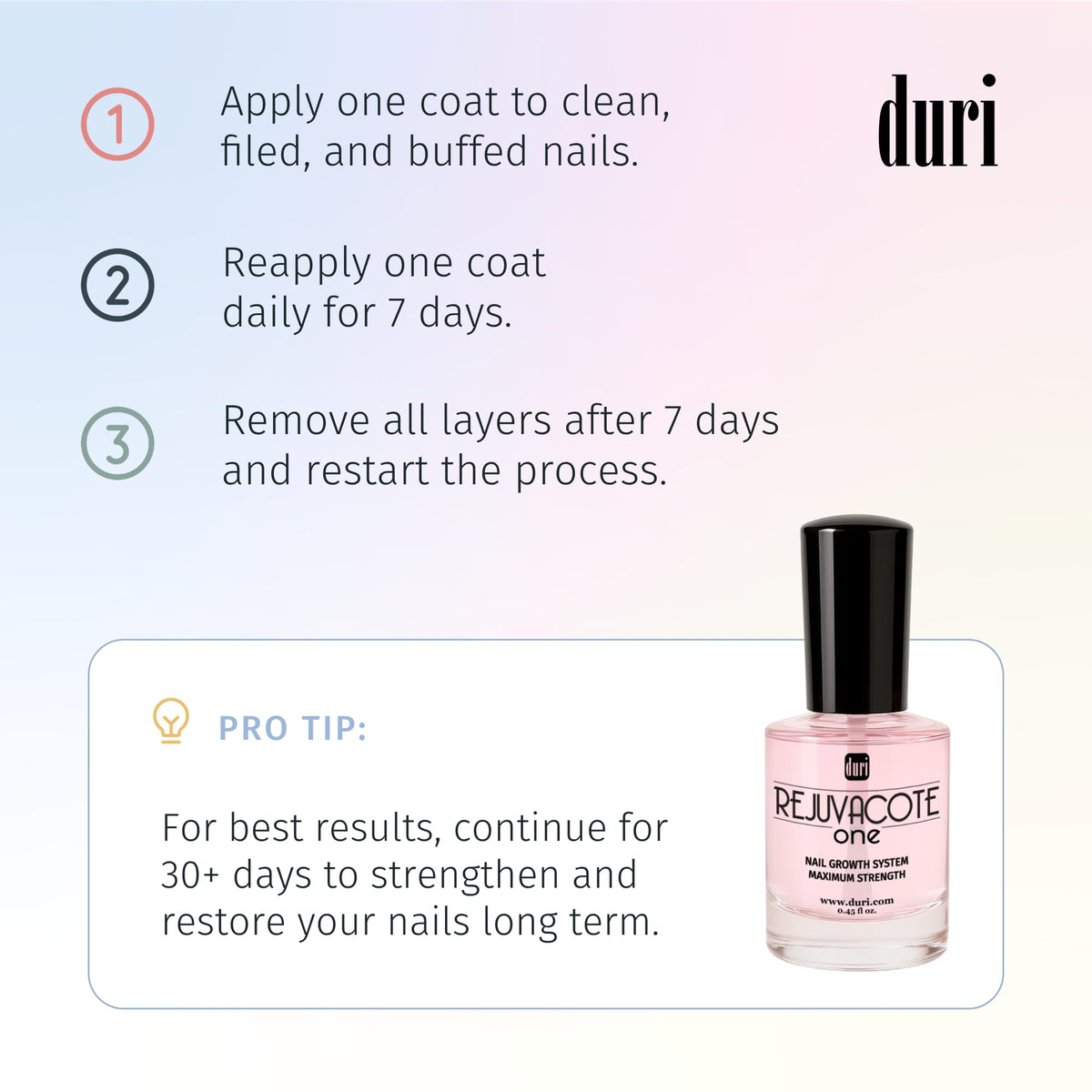 Duri Rejuvacote 1 in a manicure setting to protect nails and reduce chipping