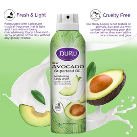 Duru spray in use applying mist to leg for quick hydration